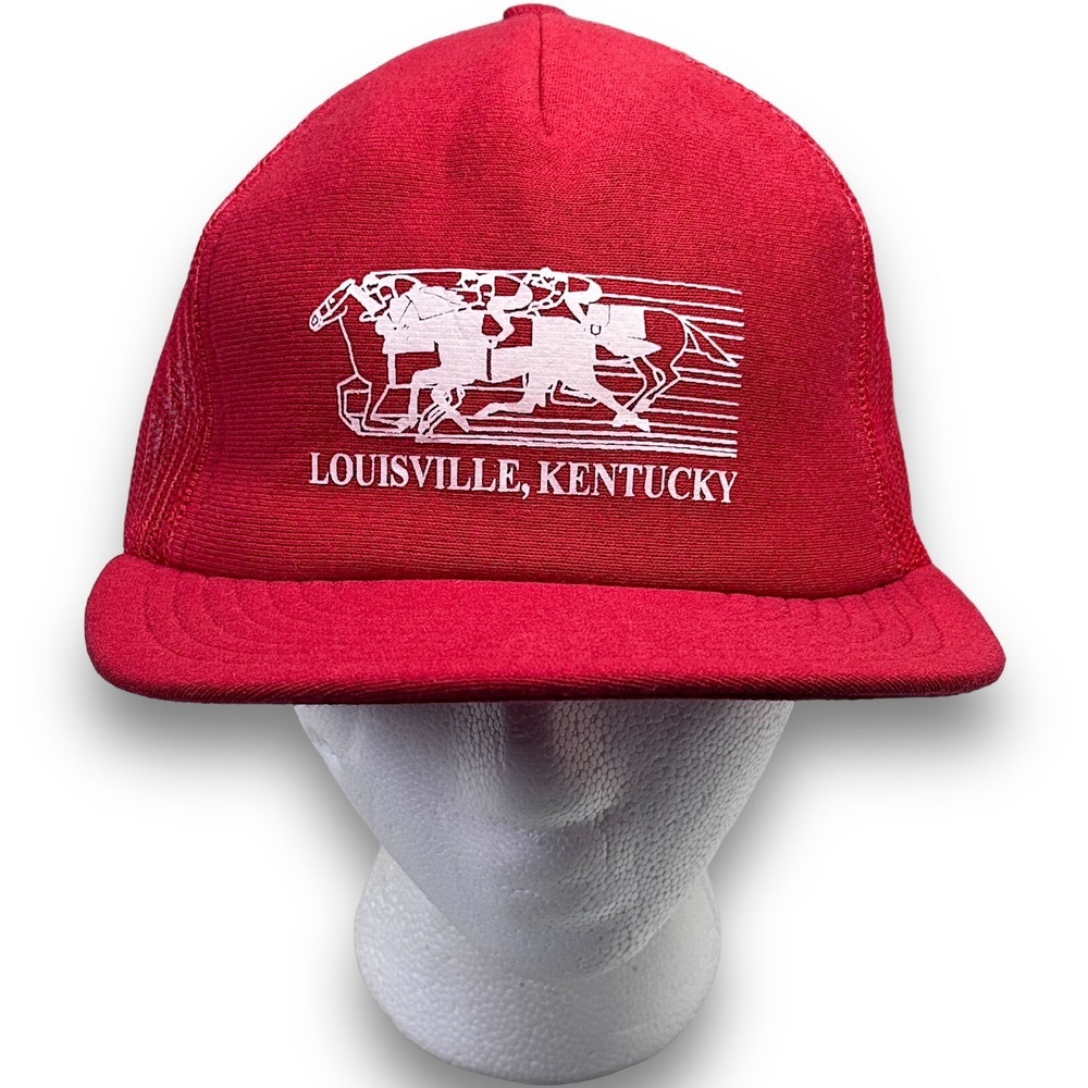 Vintage Lousiville , Kentucky Snapback Hat Red KY USA Horse Race Cap Solid Color